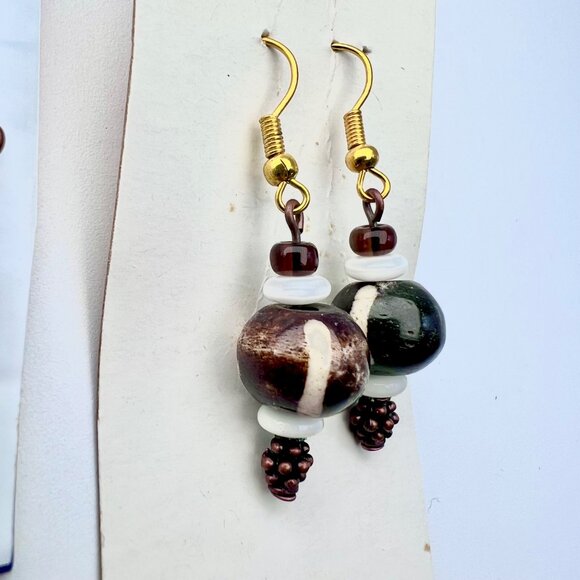 Lot Of 3 Pairs Handmade Beaded Dangle Earrings Mixed Stone Boho Style - Picture 5 of 10